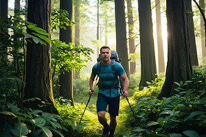 Poeple man hiking stock image, a Person Photo by ComfortQ