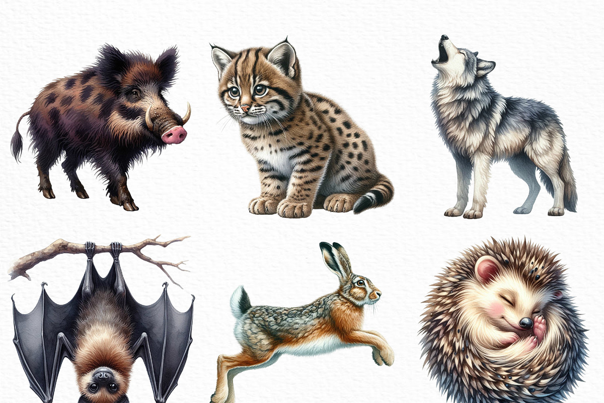 Forest Animals Watercolor Clipart, an Illustration by Craft Nest (Photo 5 of 6)
