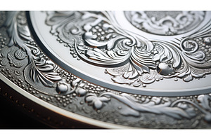 intricate silver gradient medallion, an Arts & Entertainment Photo by pikepicture