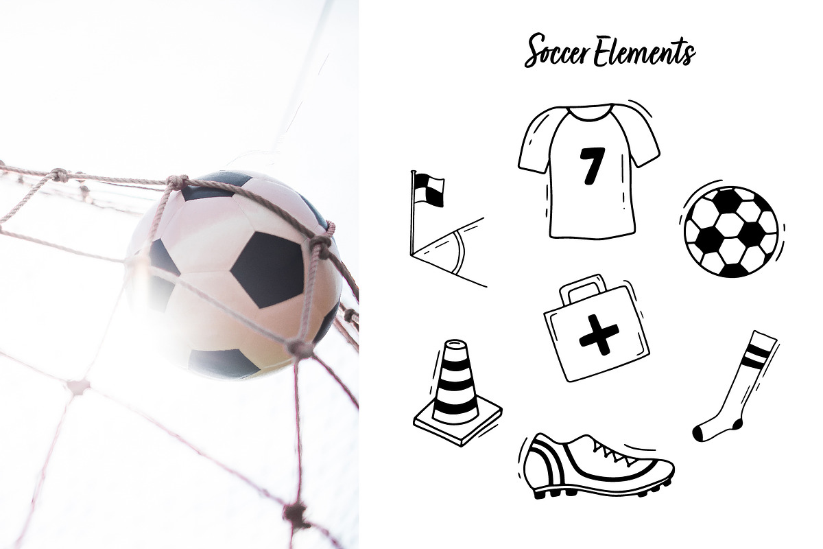 Soccer doodle vector line set, an Object Graphic by ElenaPlatovaArt (Photo 3 of 5)