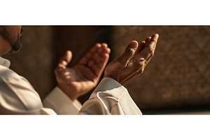 Muslim Man Raising Open Hands in, a Person Photo by piter.goskov