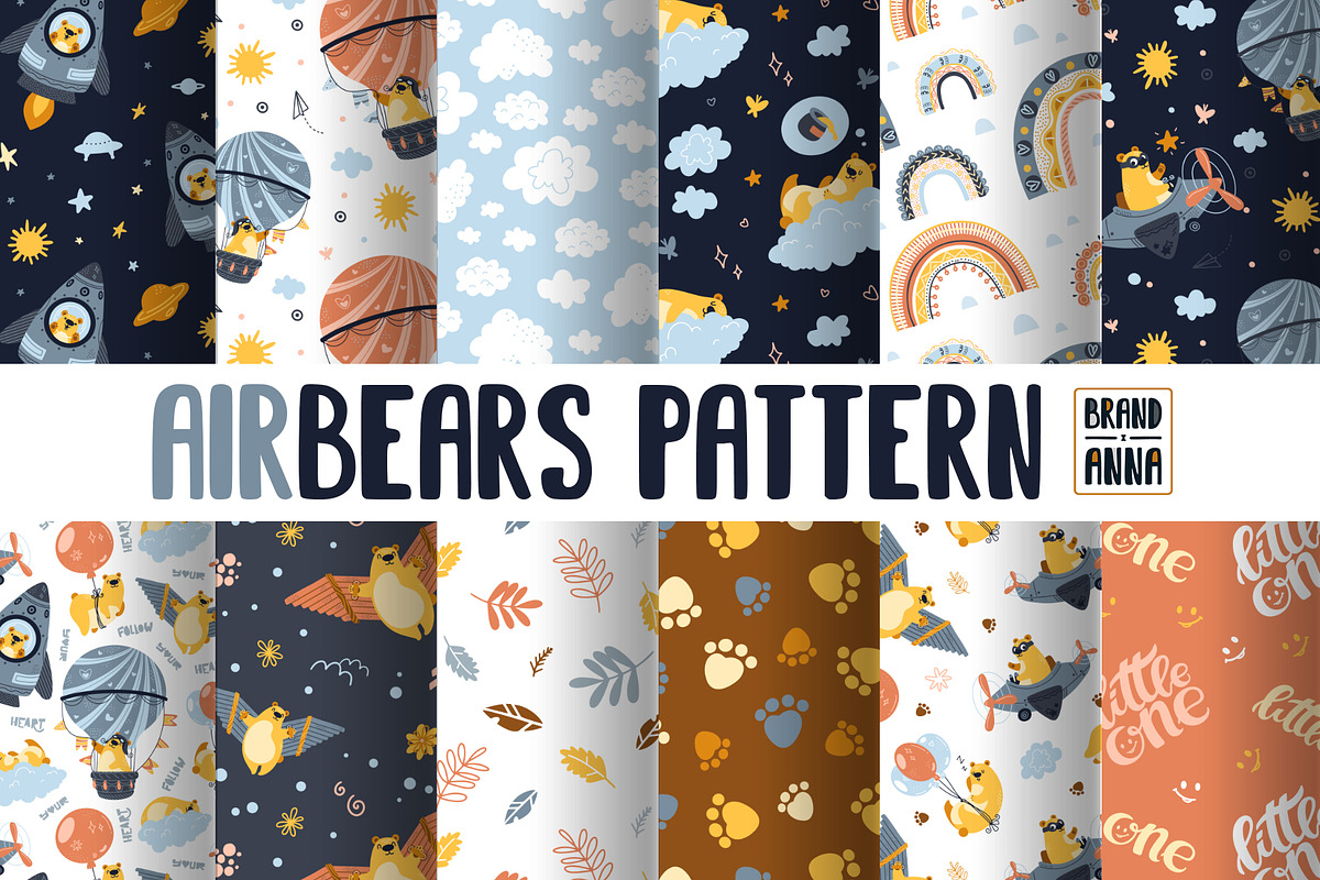 Air Bears Patterns Pack, a Pattern Graphic by Brandianna (Photo 1 of 6)