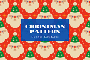 Retro Christmas Pattern With Santa