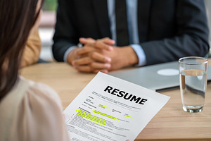 Job interview with resume
