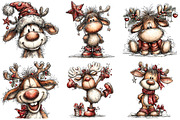 Funny Christmas Reindeer Clipart, an Illustration by Craft Nest (Thumbnail 8 of 10)