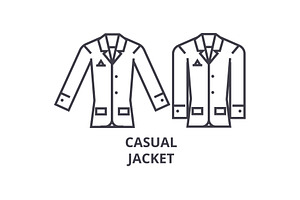 Casual Jacket Line Icon, Outline Sign, Linear Symbol, Vector, Flat Illustration