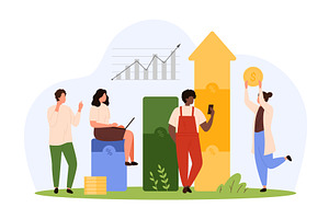 Business investment, tiny people, a Finance Illustration by Flashvector