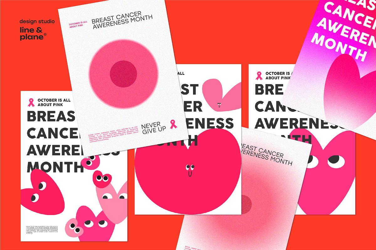Breast Cancer, Pink October Posters, a Poster Template by line & plane (Photo 5 of 7)