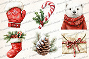 Christmas Watercolor Clipart Set, an Illustration by DreamCafeArt (Thumbnail 2 of 7)