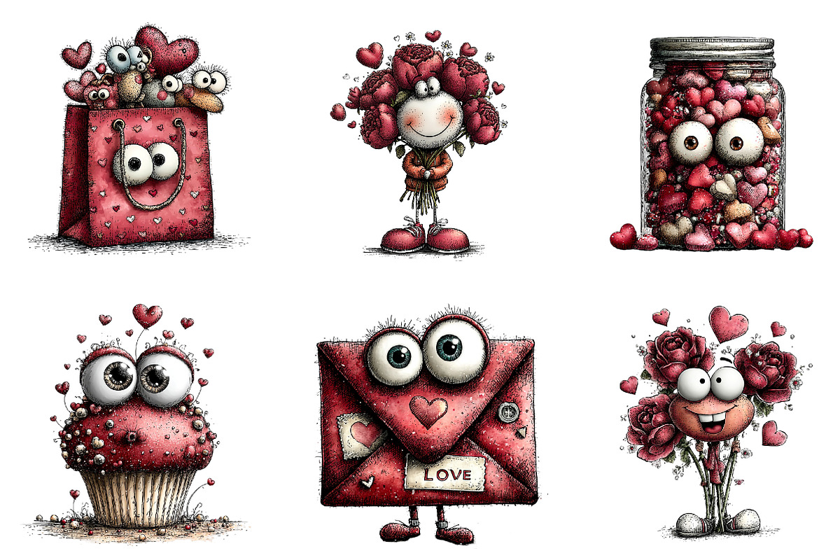 Quirky valentines sweets clipart, an Illustration by CreationArt (Photo 6 of 6)