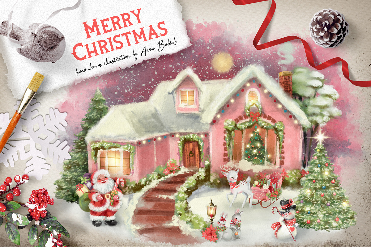 Merry Christmas, a Seasonal Illustration by Anna Babich (Photo 1 of 8)
