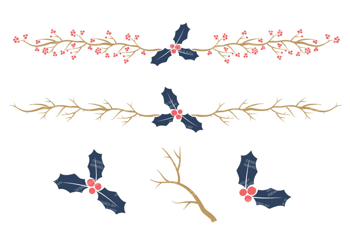 Modern Holly Clipart & Vectors, an Illustration by Amanda Ilkov (Photo 4 of 5)