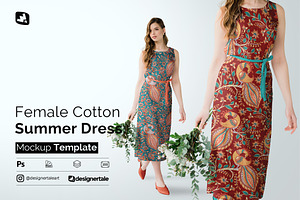 Female Cotton Summer Dress Mockup