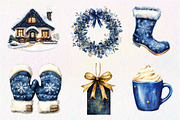 Watercolor Navy Christmas Clipart, an Illustration by Dream Creation (Thumbnail 4 of 6)