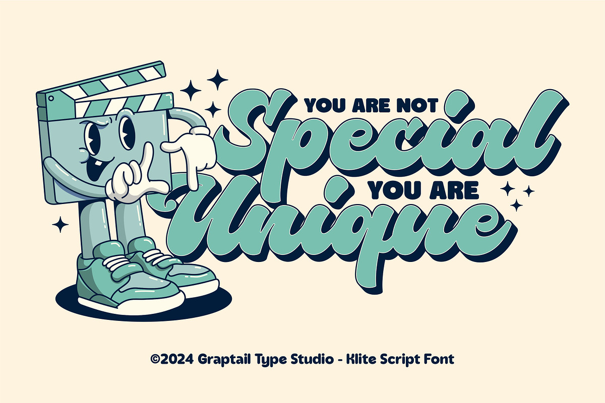 Klite - Retro Script, a Script Font by Graptail (Photo 3 of 10)