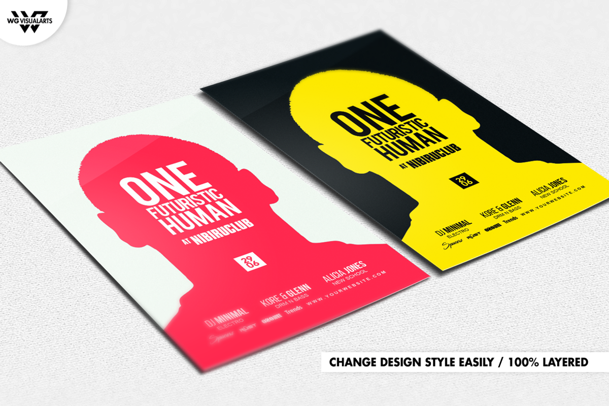 ONE FUTURISTIC HUMAN Flyer Template, a Flyer Template by WG DESIGN
