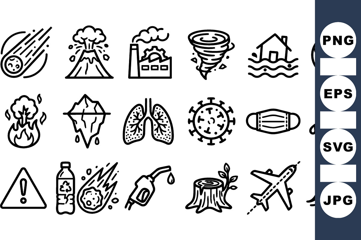 Natural Disaster Icon Set, an Illustration by designvectx (Photo 2 of 3)