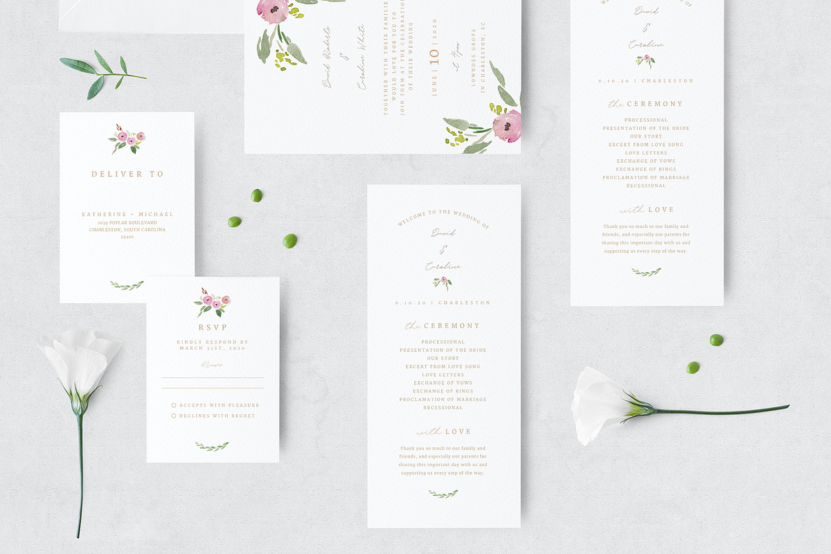 Floral Wedding Invitation Suite, a Stationery Template by By Stephanie Design (Photo 4 of 6)