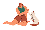 People giving high five to pets set, a Person Illustration by Good Studio (Thumbnail 8 of 10)
