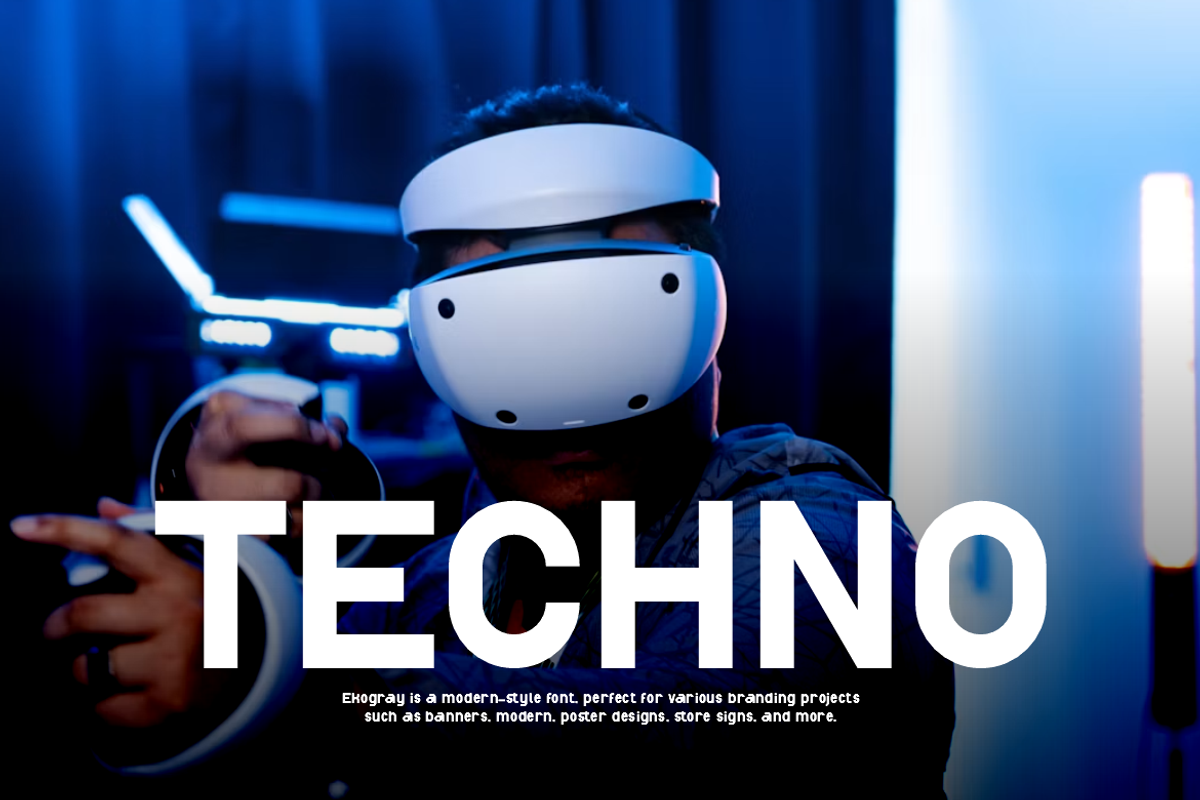Ekogray - Modern Techno Font, a Sans Serif Font by Iqsiart Studio (Photo 2 of 12)