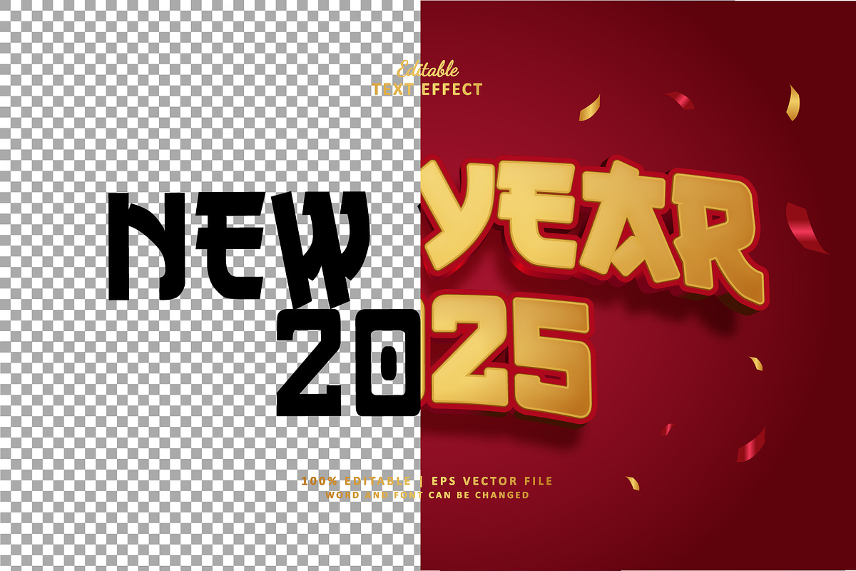Text Effect Happy New Year 2025, a Layer Style Add-On by Navy Graphic (Photo 2 of 2)