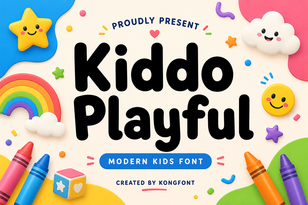 Kiddo Playful - Modern Kids Font, a Sans Serif Font by overlaytemplates (Photo 1 of 5)