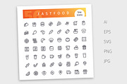 Fastfood Line Icons Set, an Outline Icon by Voysla's Shop (Thumbnail 4 of 4)