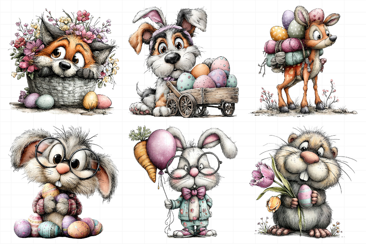 Quirky Easter Animals Clipart, an Illustration by Daily.Designs (Photo 6 of 7)