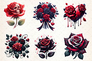 Watercolor Valentine Gothic Roses, an Illustration by CreationArt (Thumbnail 3 of 5)