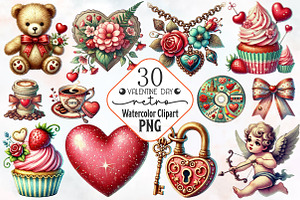 Retro Valentine Day Clipart, an Illustration by RobertsArt