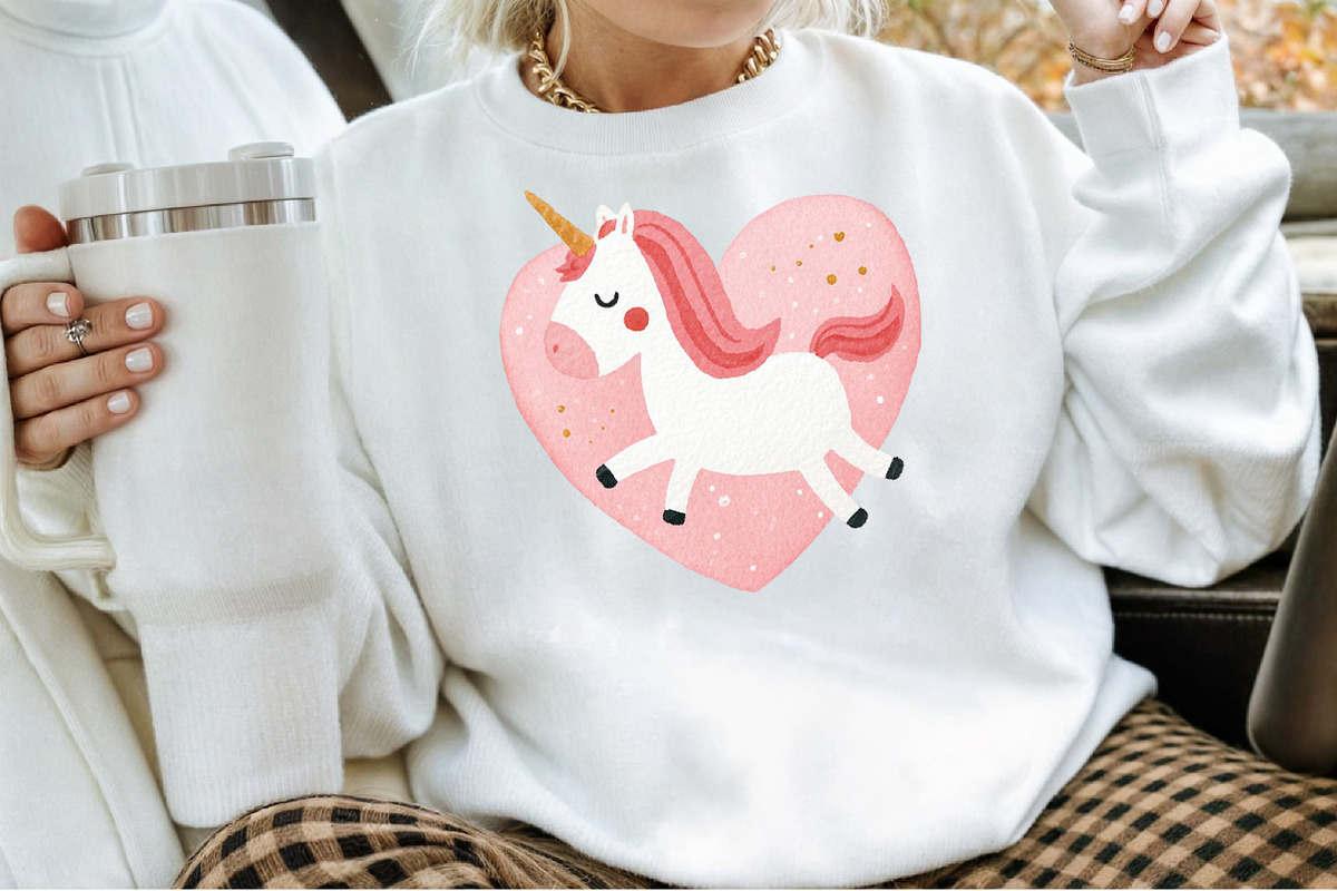 Watercolor Unicorn Valentines Clipar, an Illustration by Sublimation Artist (Photo 4 of 6)