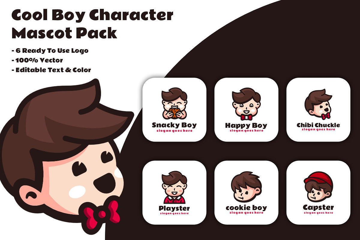 Cool Boy Character Mascot Pack, a Branding & Logo Template by Artnivora.Std