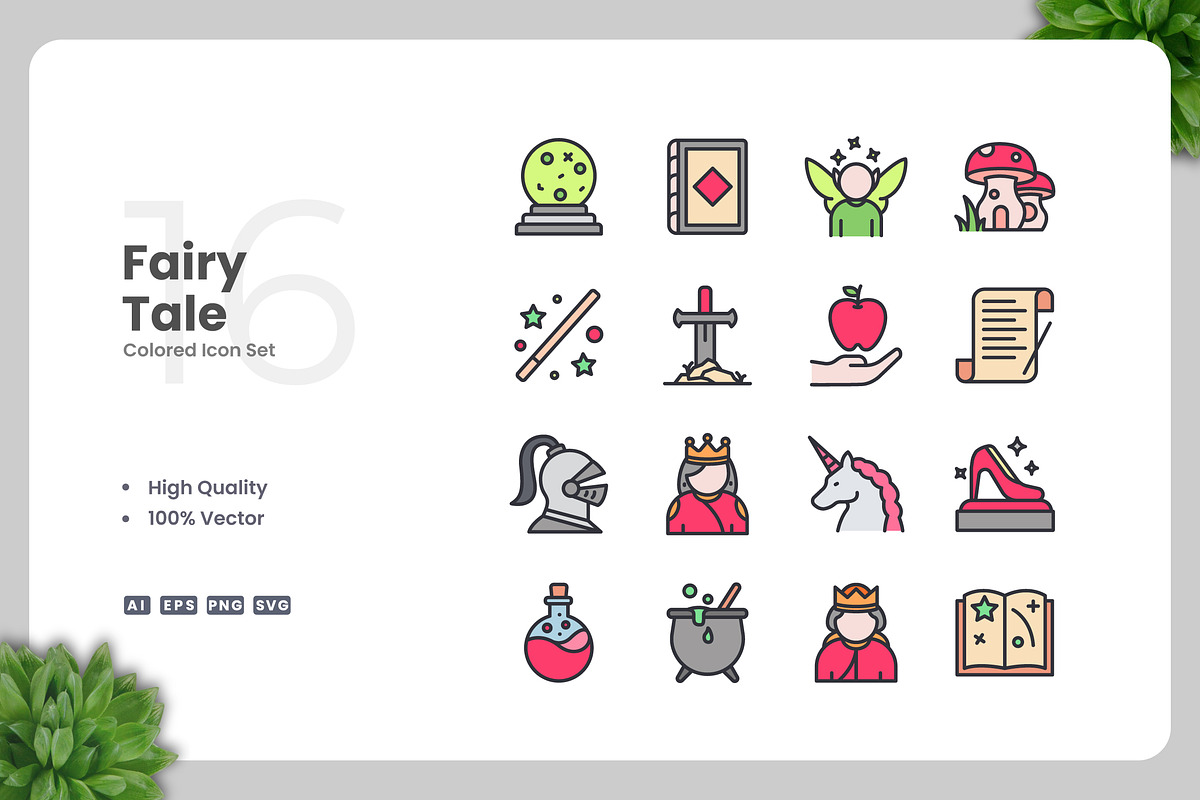 Fairy Tale Colored Icons, an Icon by Upnowgraphic