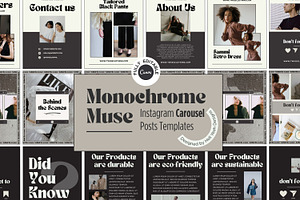 Monochrome Instagram Carousel Posts, a Social Media Template by Hell Yeah Designs
