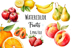 Watercolor Fruits Set