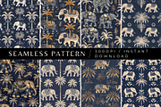 8 Tribal Elephant Seamless Patterns, a Pattern Graphic by Inknfolly (Thumbnail 1 of 5)