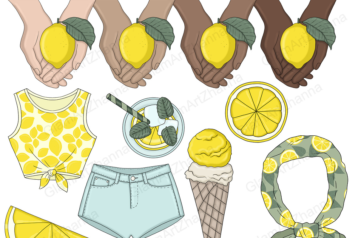 Lemon Clipart, a Food Illustration by GlamArtZhanna (Photo 3 of 5)