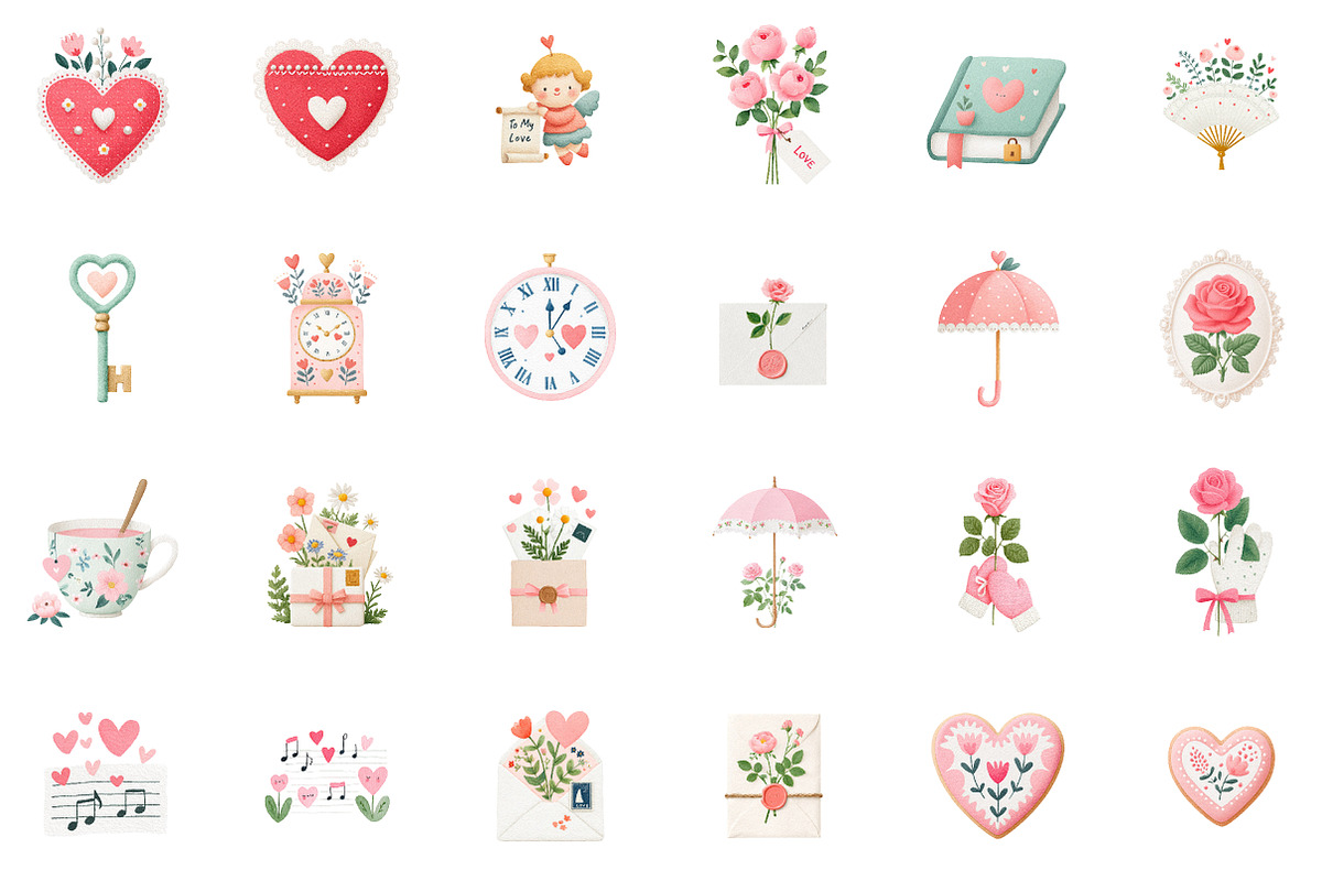 Valentines Day Clipart Vintage Eleme, an Illustration by Sublimation Artist (Photo 2 of 6)
