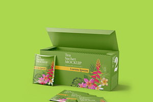 Big Box Tea With Sachets Mockup