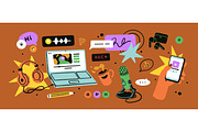 Podcast, music recording items set, a Technology Illustration by Good Studio (Thumbnail 4 of 8)