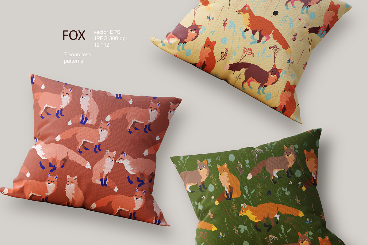 Fox seamless vector set, a Pattern Graphic by PatternsBlooming