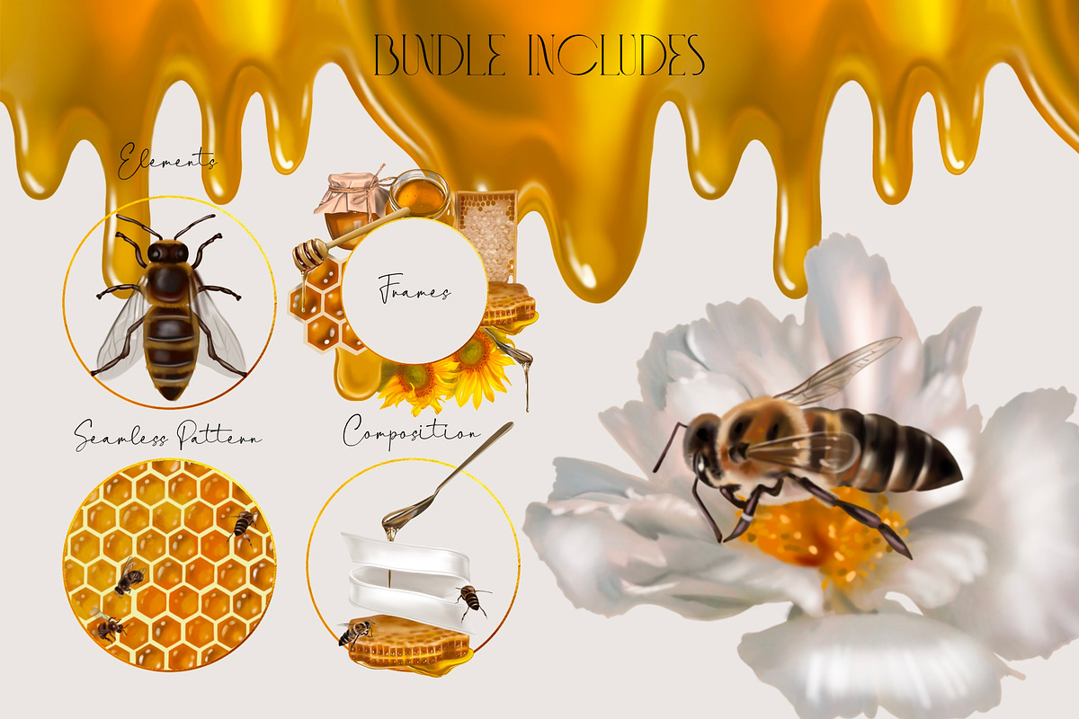 Honey Bee - Watercolor Breakfast, an Illustration by NNclipart (Photo 2 of 8)