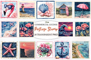 Summer Postage Stamp Clipart, an Illustration by Designworld