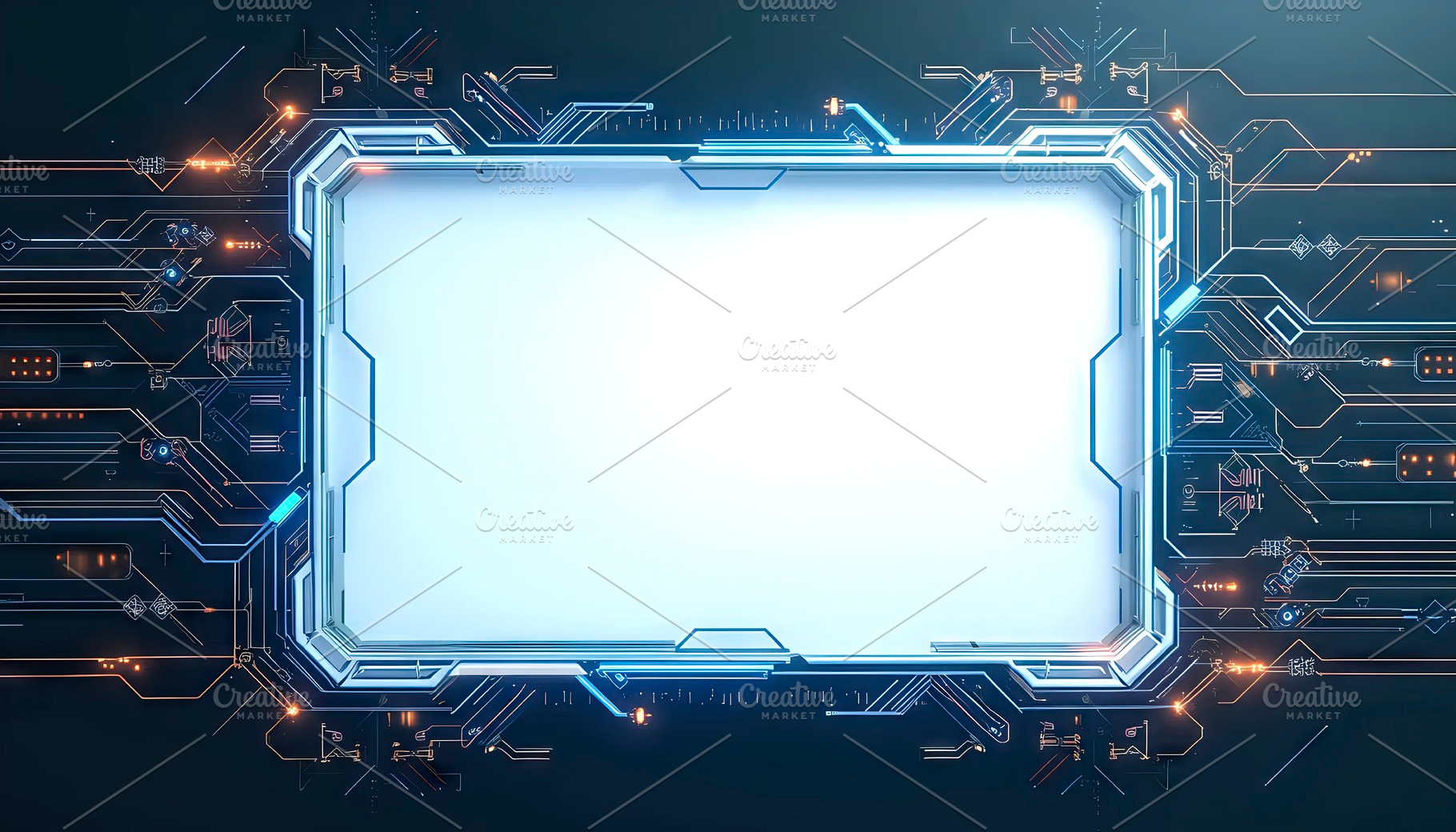 Modern Tech Border Frame With Copy S, a Photo by LOGOCREATIVE