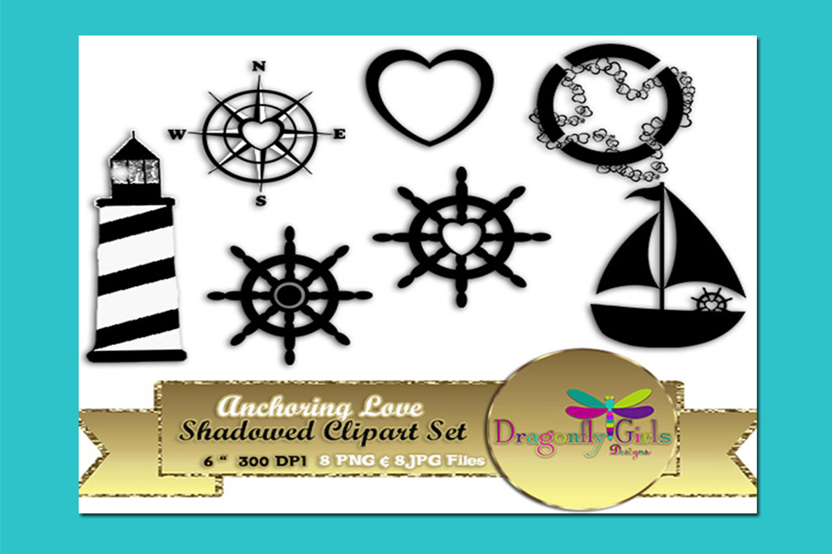 Anchoring Love Shadowed Clipart, a Graphic by Dragonfly Girls Designs