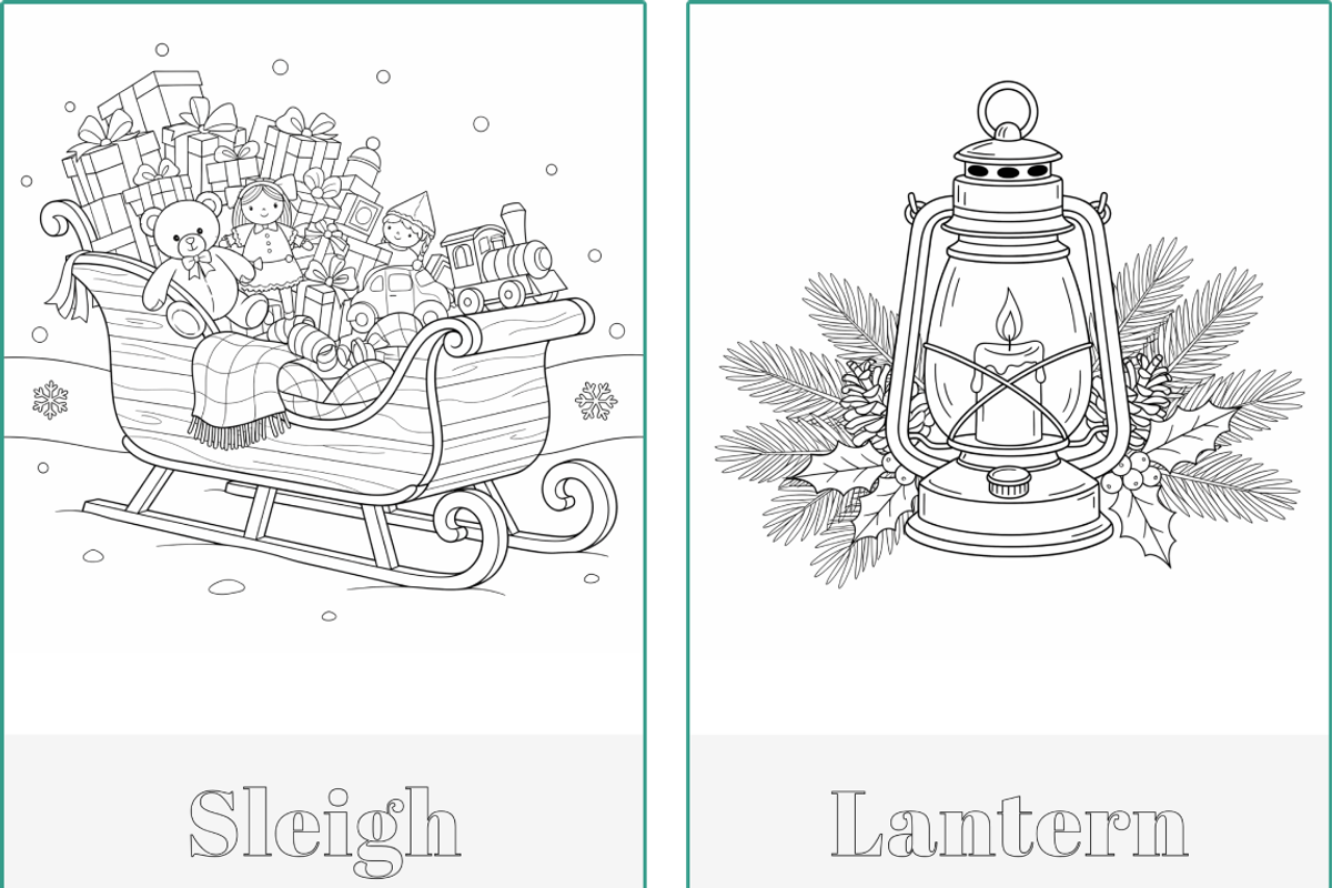 Winter Holidays Xmas Coloring Pages, a Seasonal Illustration by Nuvame Arts & Designs (Photo 4 of 19)