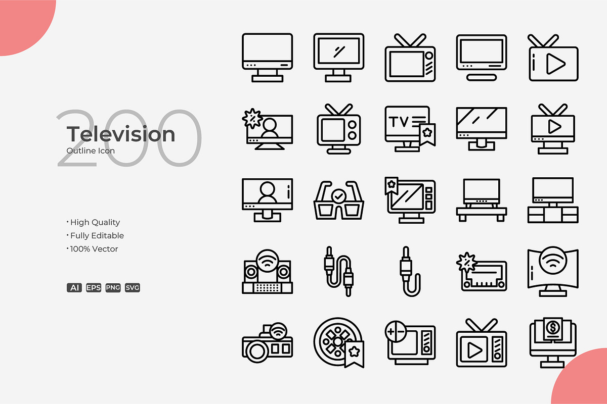 Television Outline Icons, an Outline Icon by Bloodline