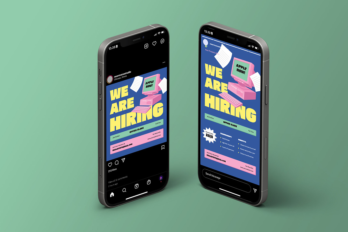 Blue Office Clerk Job Hiring Flyer, a Flyer Template by Neermana (Photo 4 of 4)
