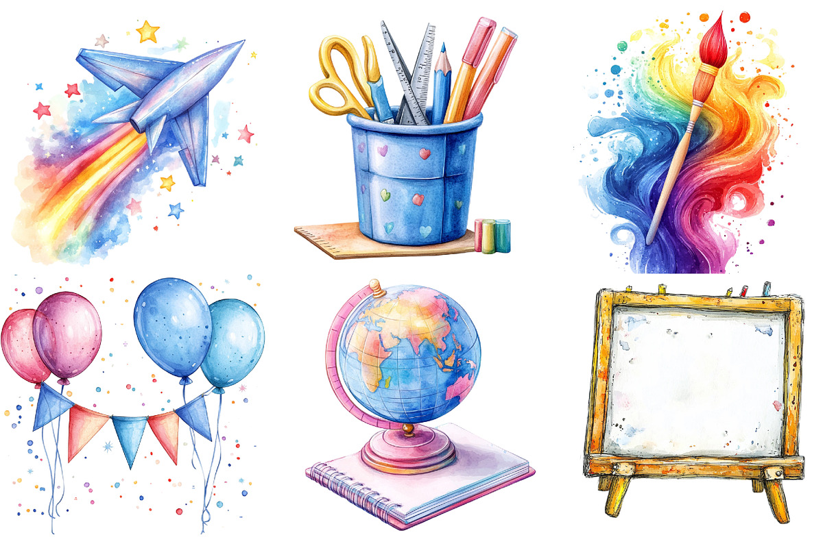 Back to School Clipart, an Illustration by Watercolor design (Photo 4 of 4)