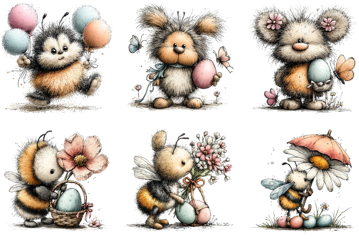 Quirky Easter Bee Clipart, an Illustration by Sublimation Artist (Photo 7 of 7)